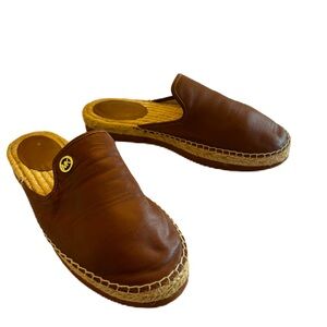 Michael Kors Women's Emilia Brown Leather Slide Espadrille Size 7